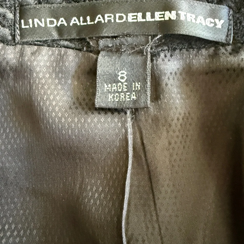 Linda Allard Ellen Tracy Black Textured Zip Jacket Silk Blend Lined Size 8